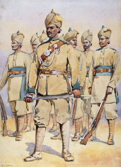 Soldats du 33e Punjabis, Subadar, Musulmans Pendjabis, illustration pour 